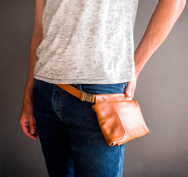 Cognac Leather Fanny Pack